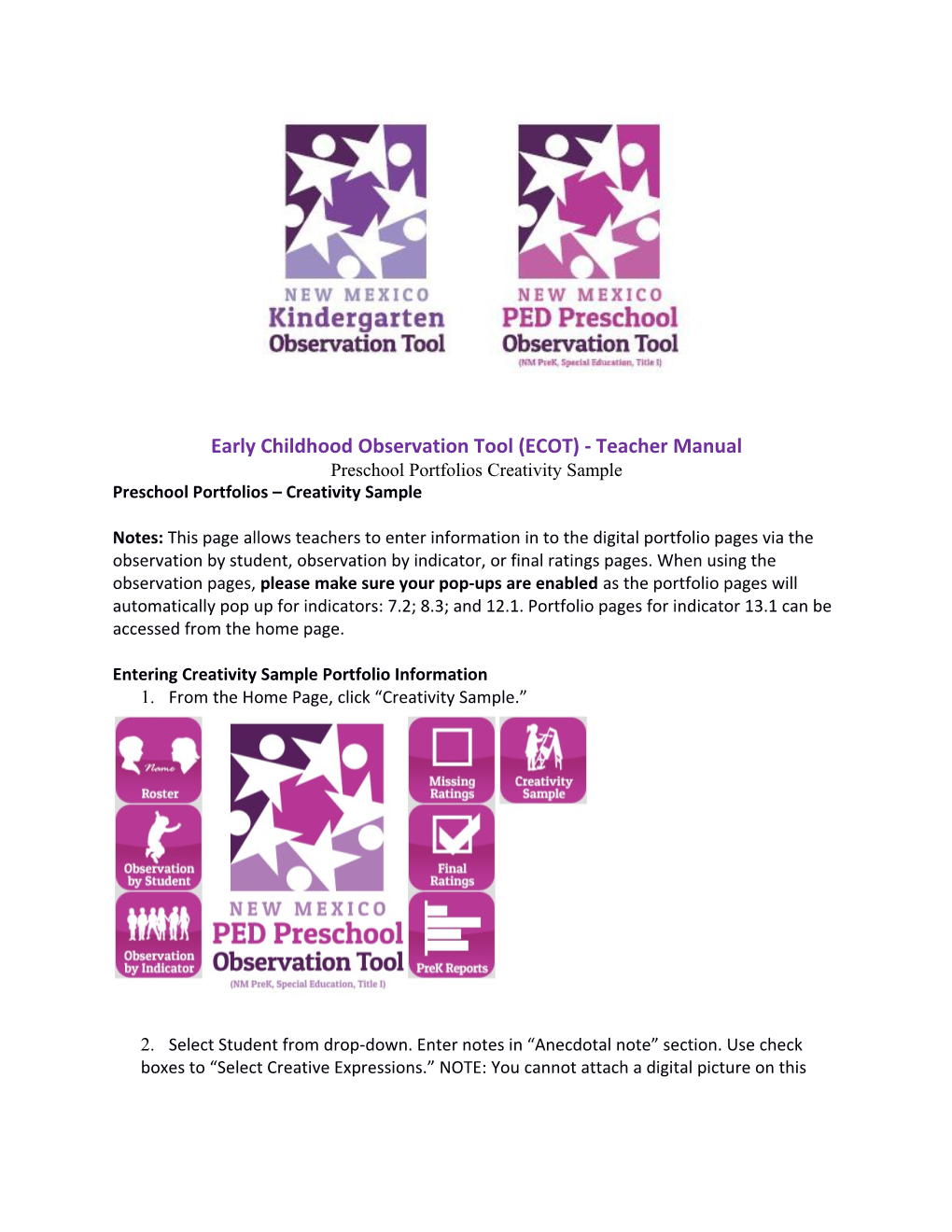 Early Childhood Observation Tool (ECOT) - Teacher Manual