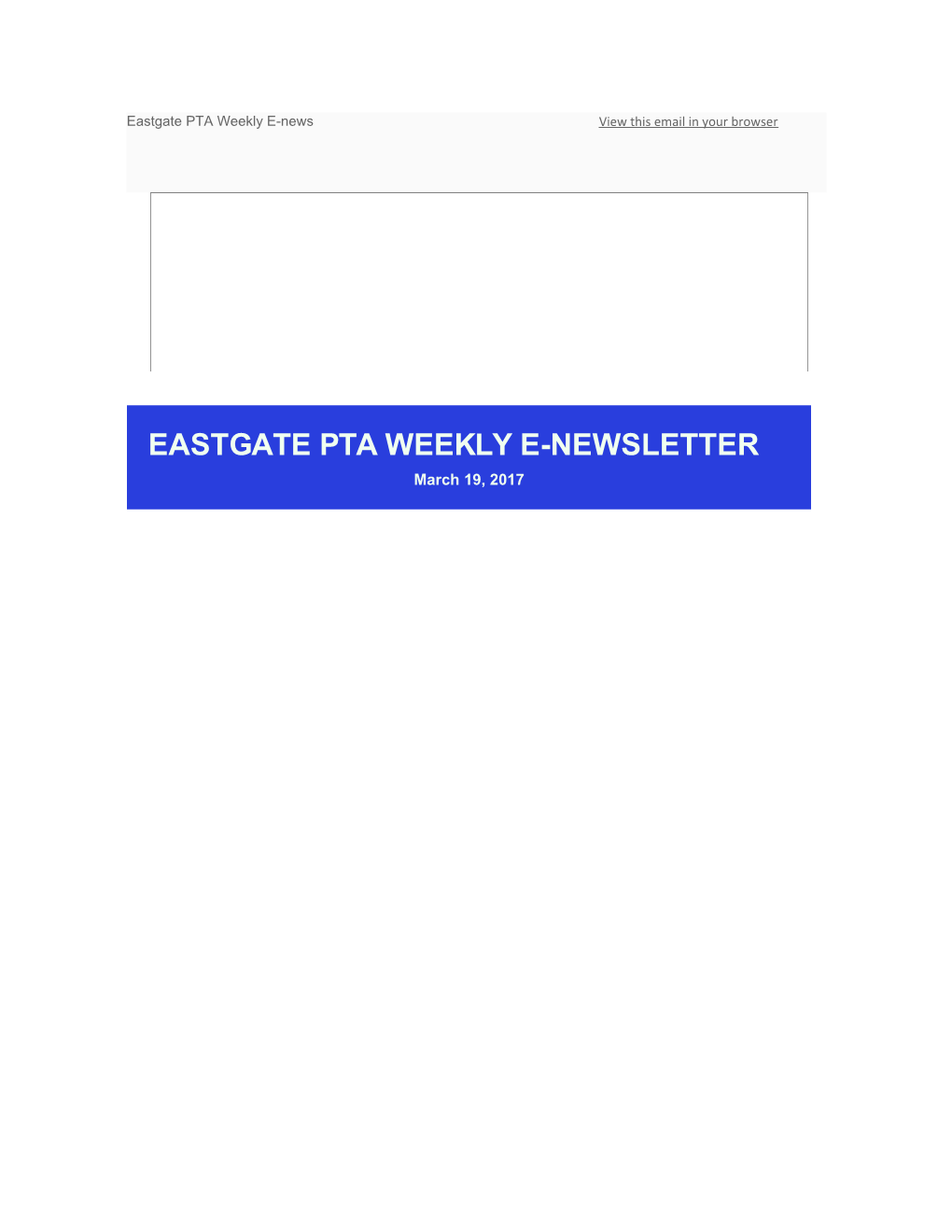 Eastgate Pta Weekly E-Newsletter