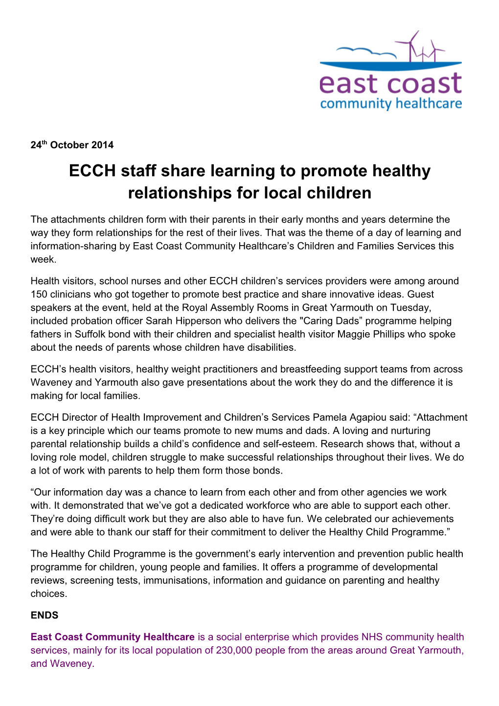 ECCH Staff Share Learning to Promote Healthy Relationships for Local Children