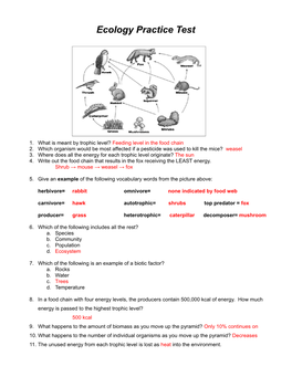 Ecology Practice Test