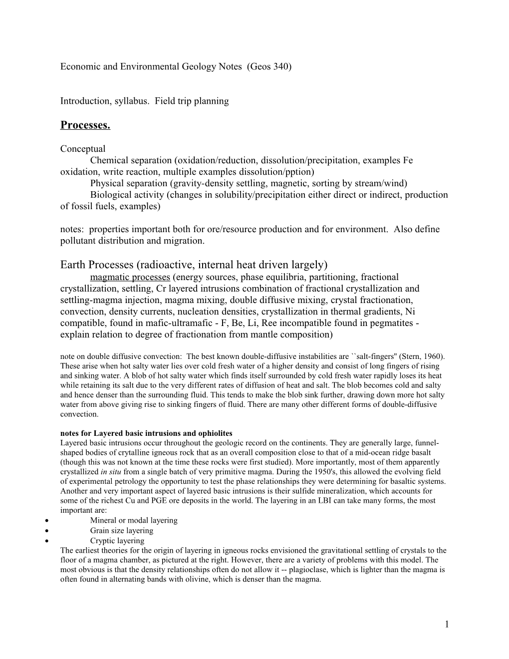 Economic and Environmental Geology Notes (Geos 340)