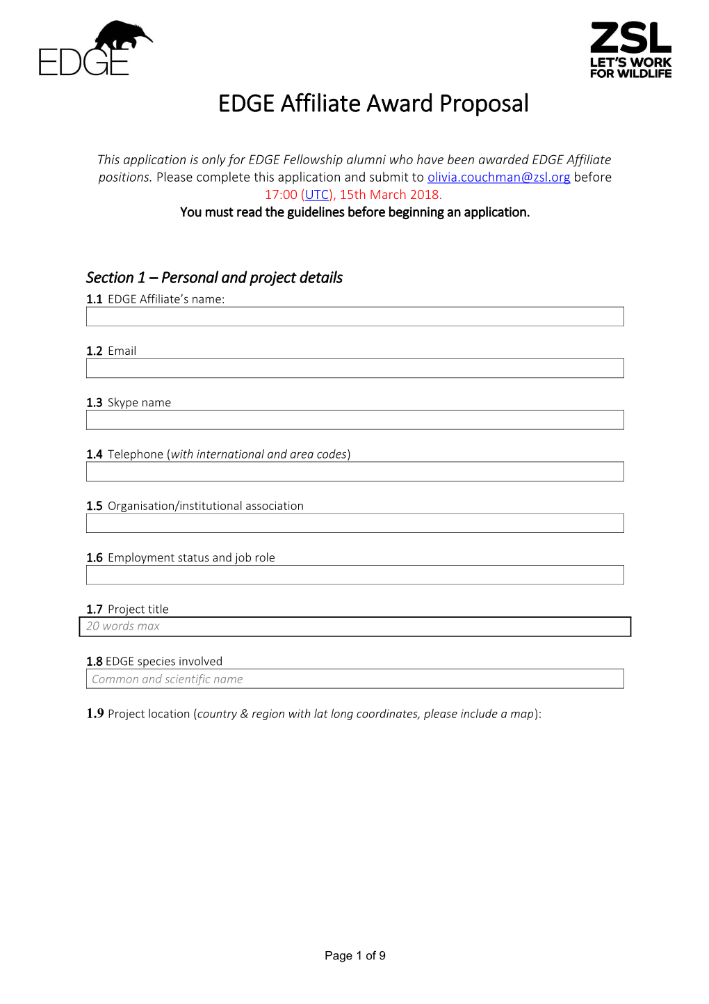 EDGE Affiliate Award Application Form