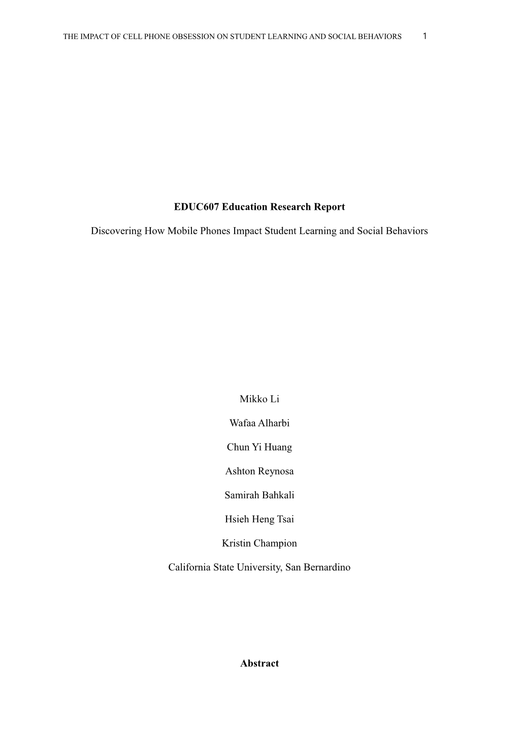 EDUC607 Education Research Report