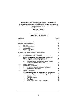 Education and Training Reform Amendment (Dispute Resolution and Student Welfare Scheme)