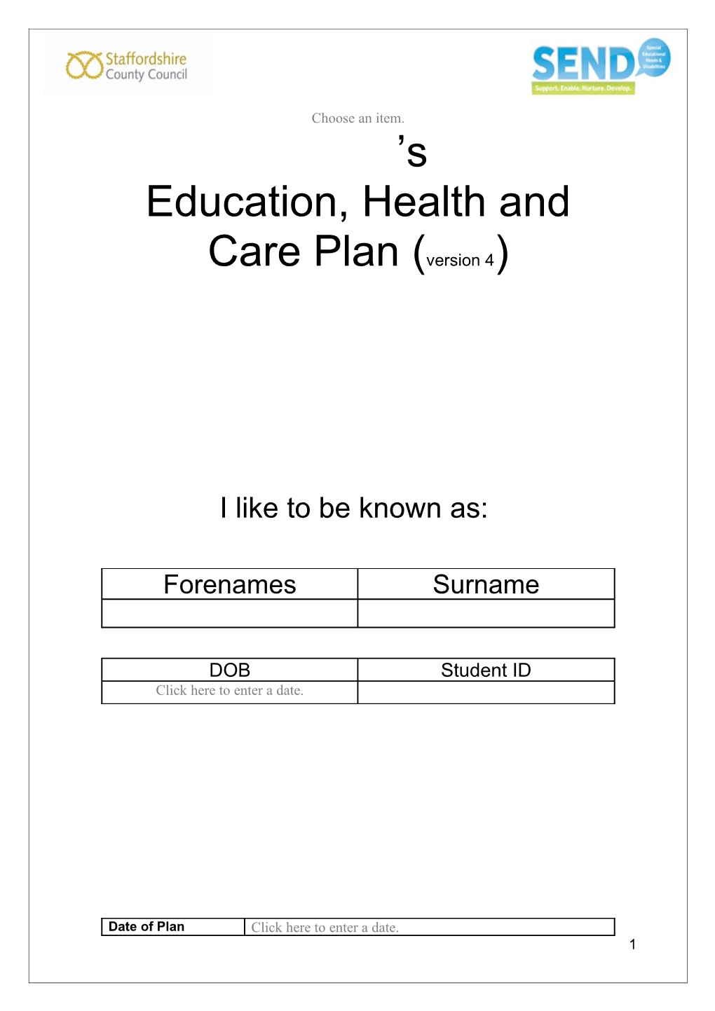 Education, Health and Care Plan (Version 4)