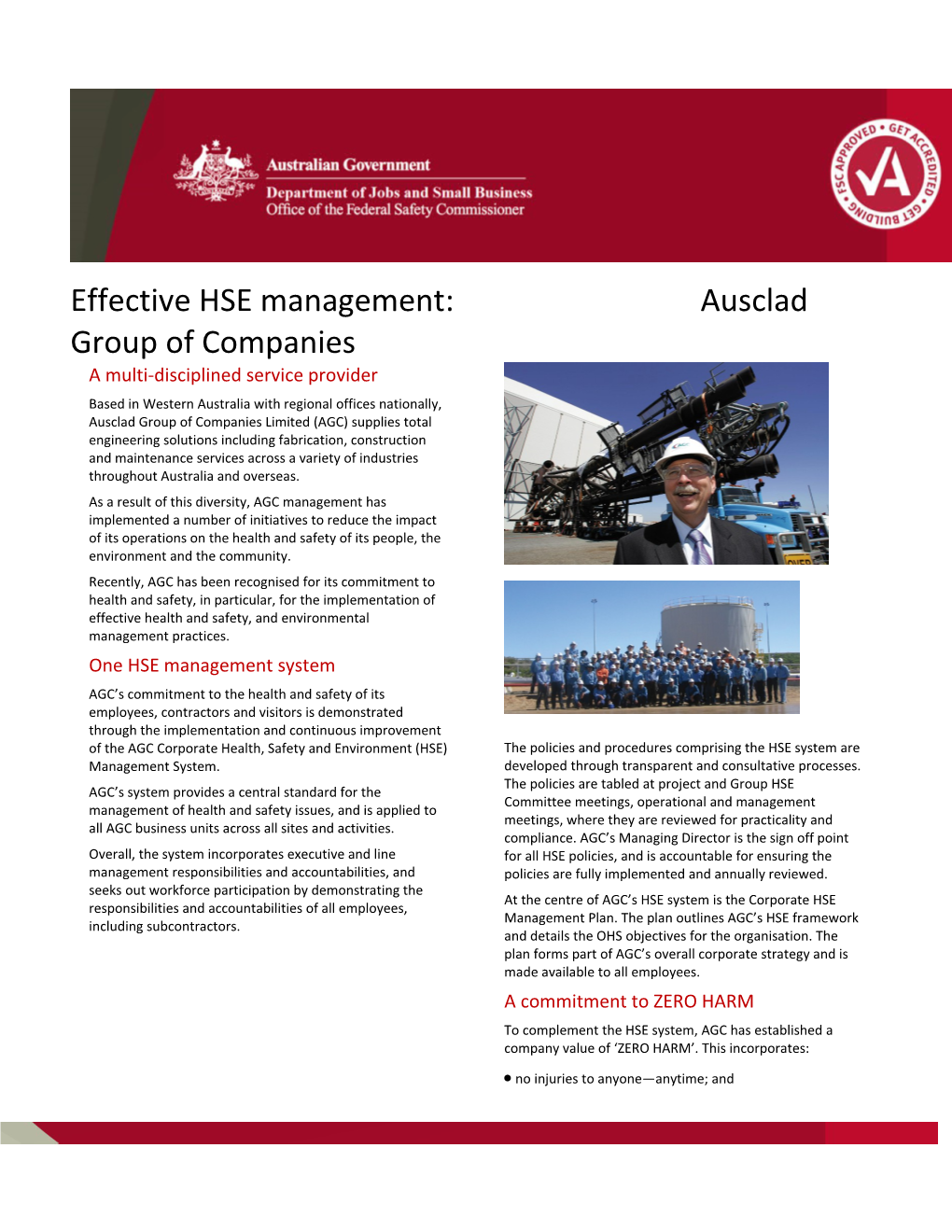 Effective HSE Management: Ausclad Group of Companies