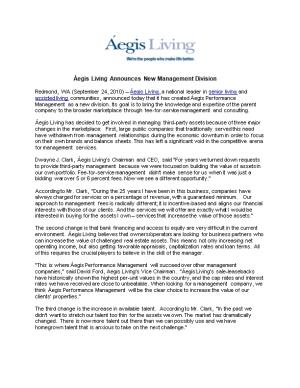 Áegis Living Announces New Management Division
