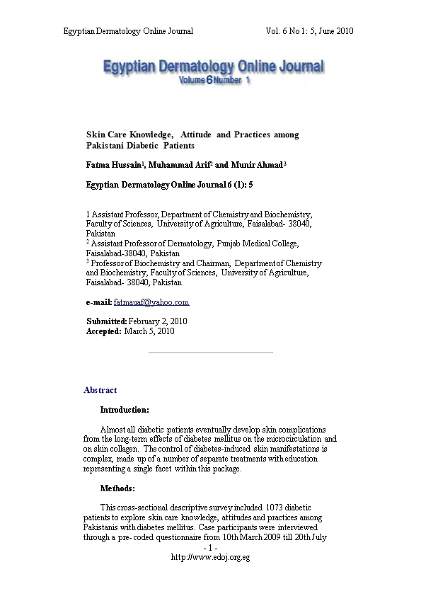 Egyptian Dermatology Online Journal Vol. 6 No 1:5, June 2010