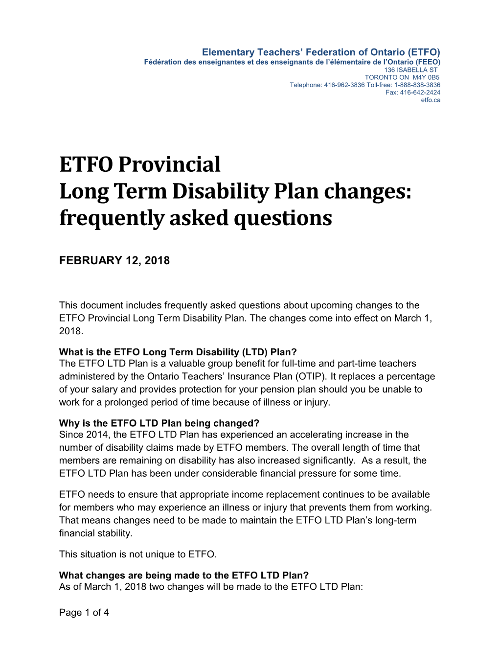 Elementary Teachers Federation of Ontario (ETFO)