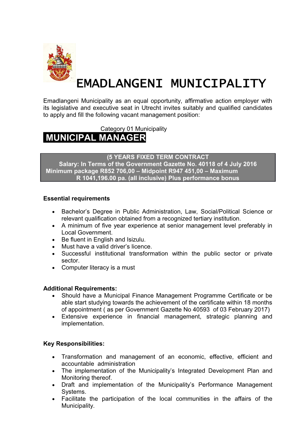 Emadlangeni Municipality
