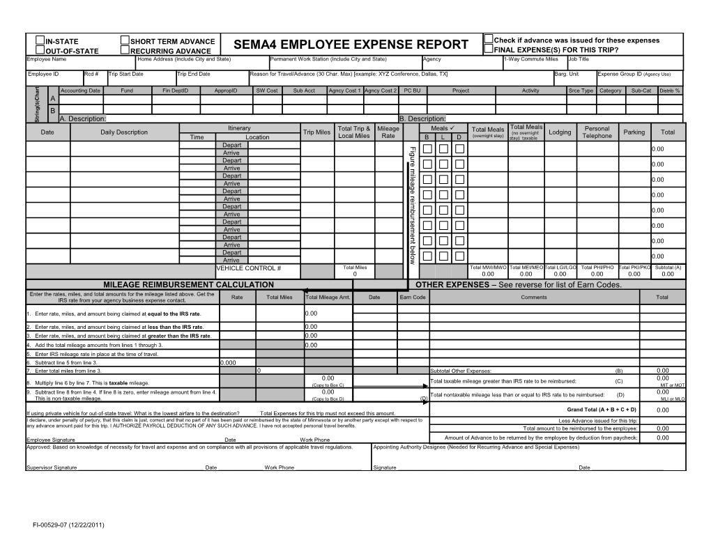 EMPLOYEE EXPENSE REPORT (Instructions)