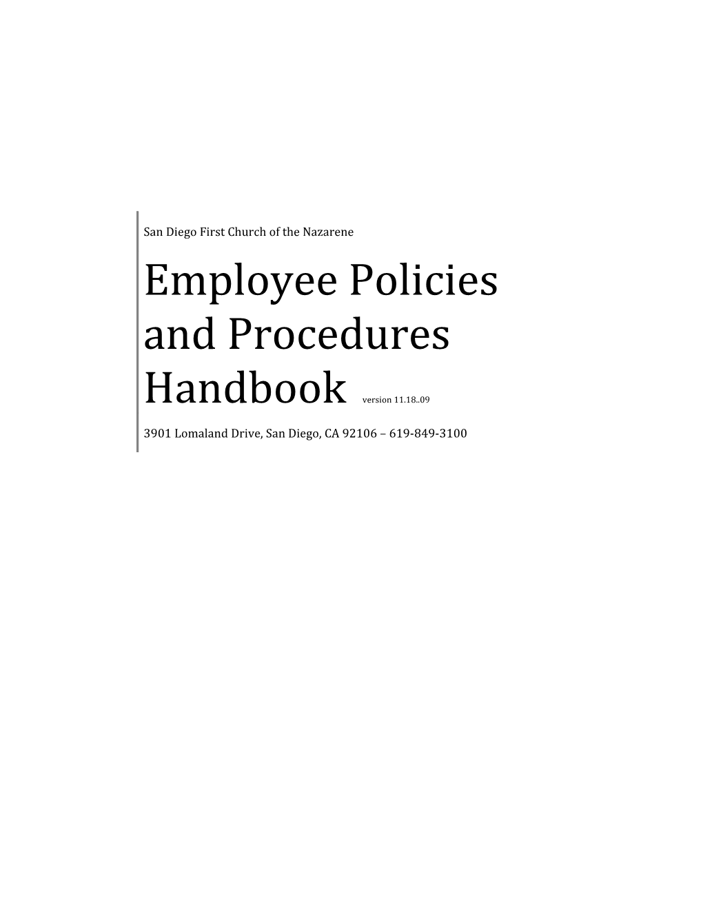 Employee Policies and Procedures Handbook