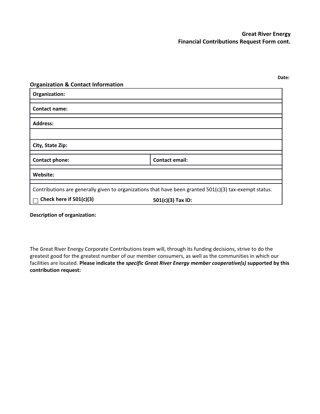 Employee Sponsorship Request Form
