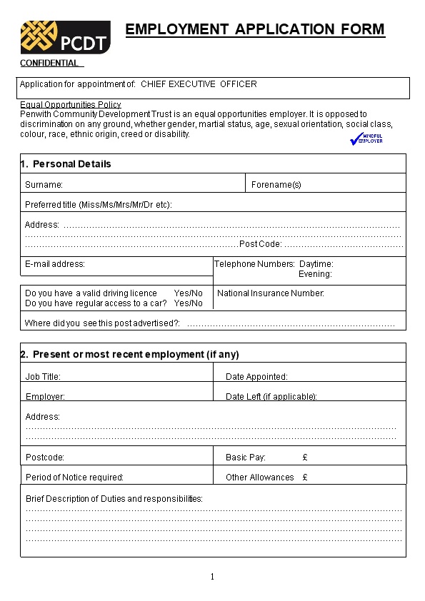 Employemrnt Application Form