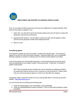 Employment and Support Allowance Appeals Guide