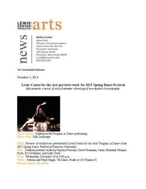 End-Of-Semester Dance Showcase - Press Release