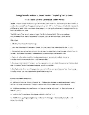 Energy Transformations in Power Plants Comparing Two Systems