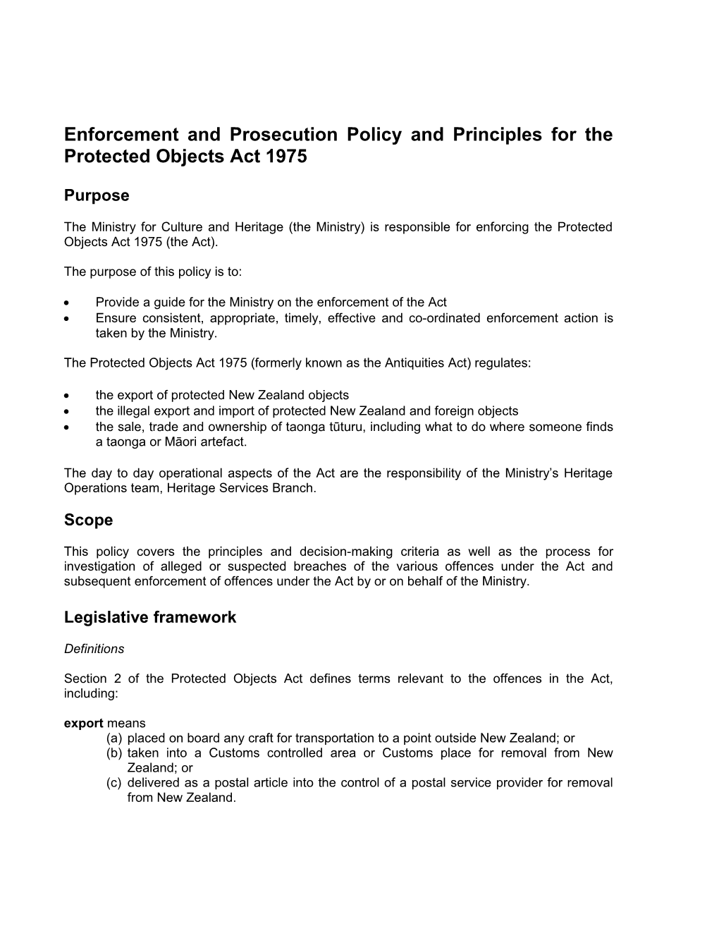 Enforcement Policy and Principles for the Broadcasting Act 1989