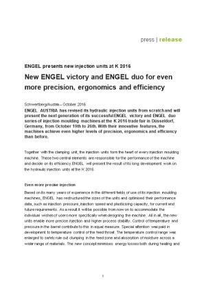 ENGEL Presents New Injection Units at K 2016