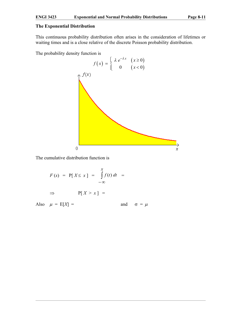 ENGI 3423Exponential and Normal Probability Distributionspage 8-1