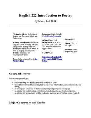 English 222 Introduction to Poetry