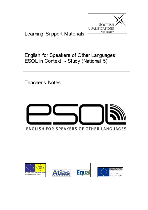 English for Speakers of Other Languages: ESOL in Context Study (National 5)