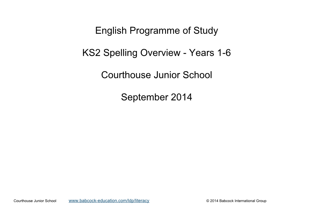 English Programme of Study