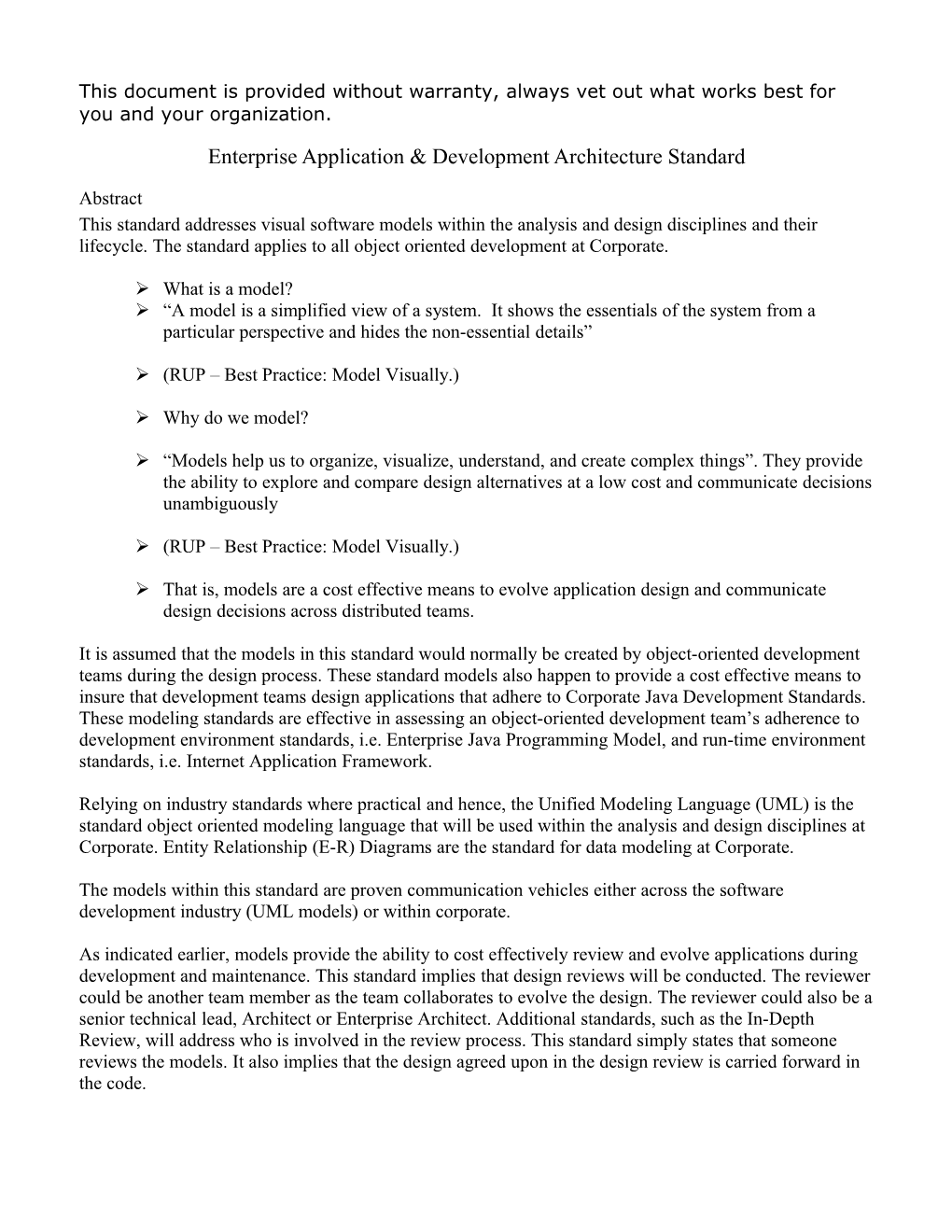 Enterprise Application & Development Architecture Standard