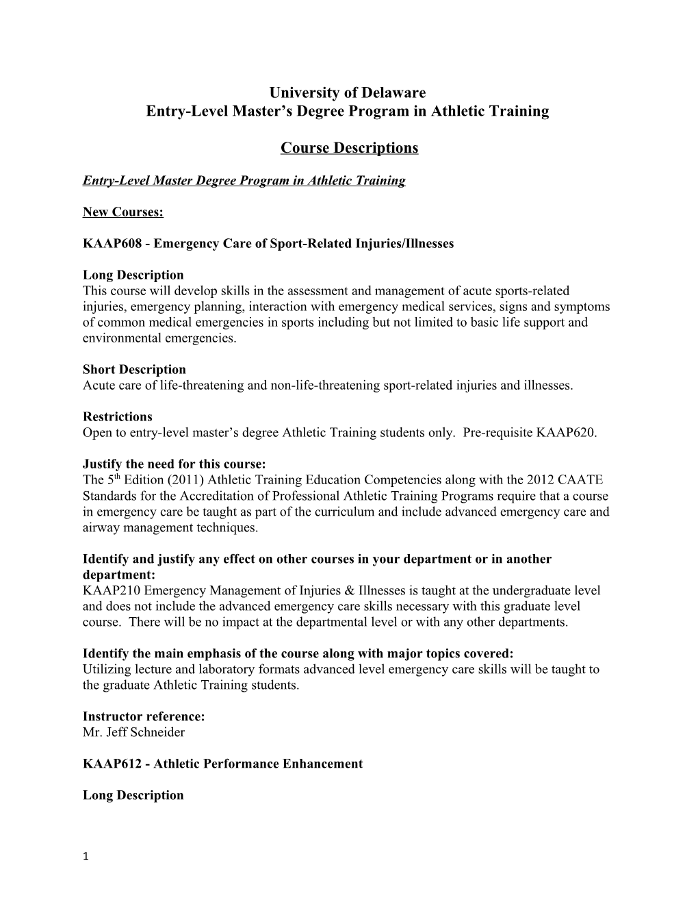 Entry-Level Master S Degree Program in Athletic Training