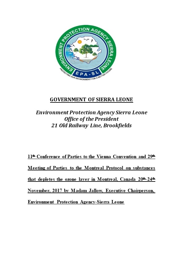 Environment Protection Agency Sierra Leone