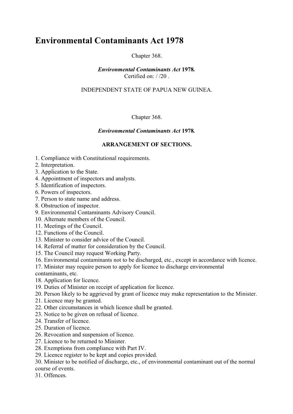 Environmental Contaminants Act 1978