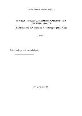 Environmental Management Plan (Emp) For