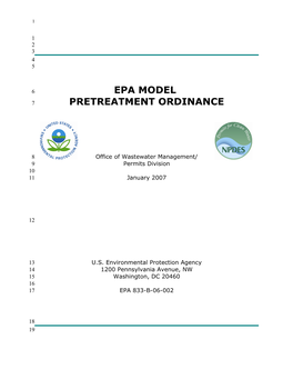 Epa Model Pretreatment Ordinance