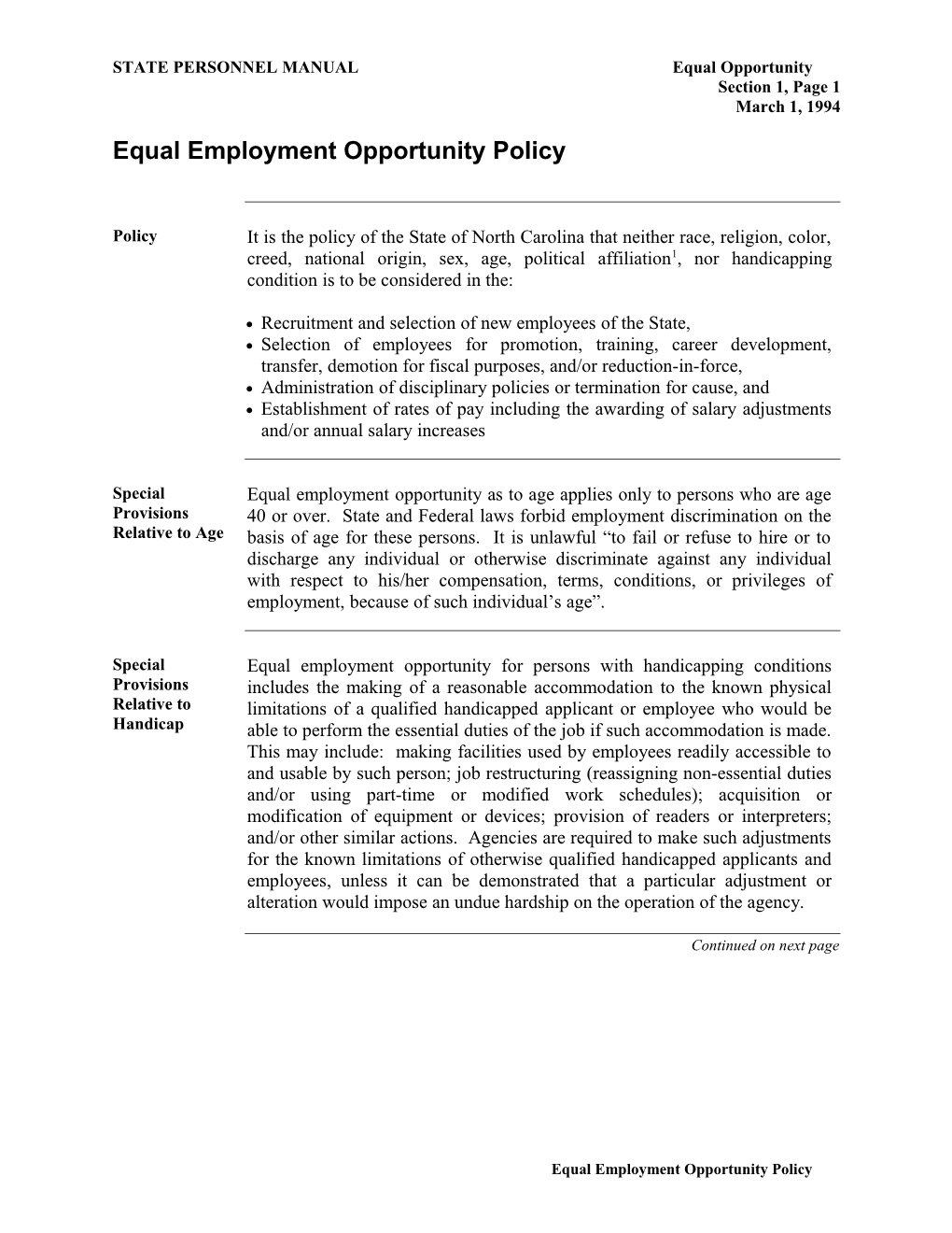 Equal Employment Opportunity Policy