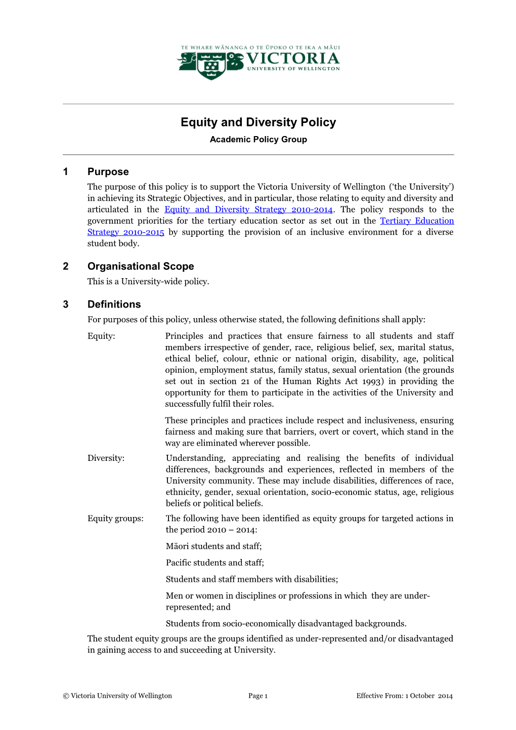Equity and Diversity Policy