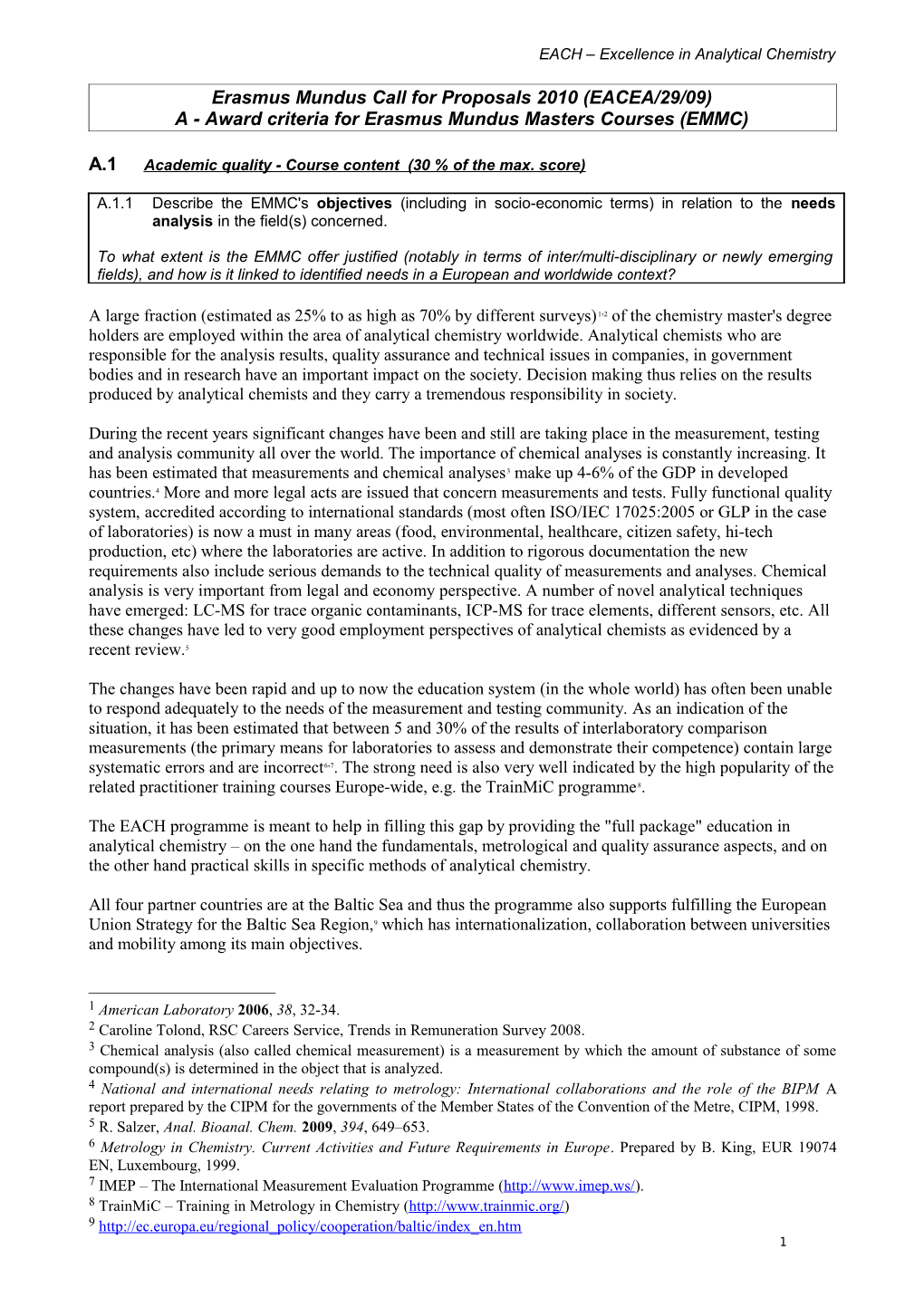 Erasmus Mundus Call for Proposals 2010 (EACEA/29/09)