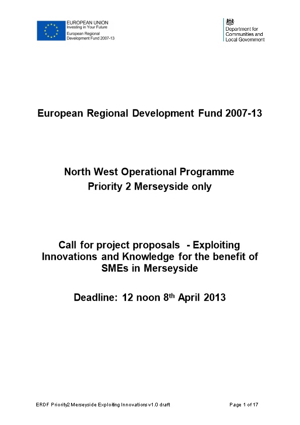 ERDF Project Call P2 Mside March 2013