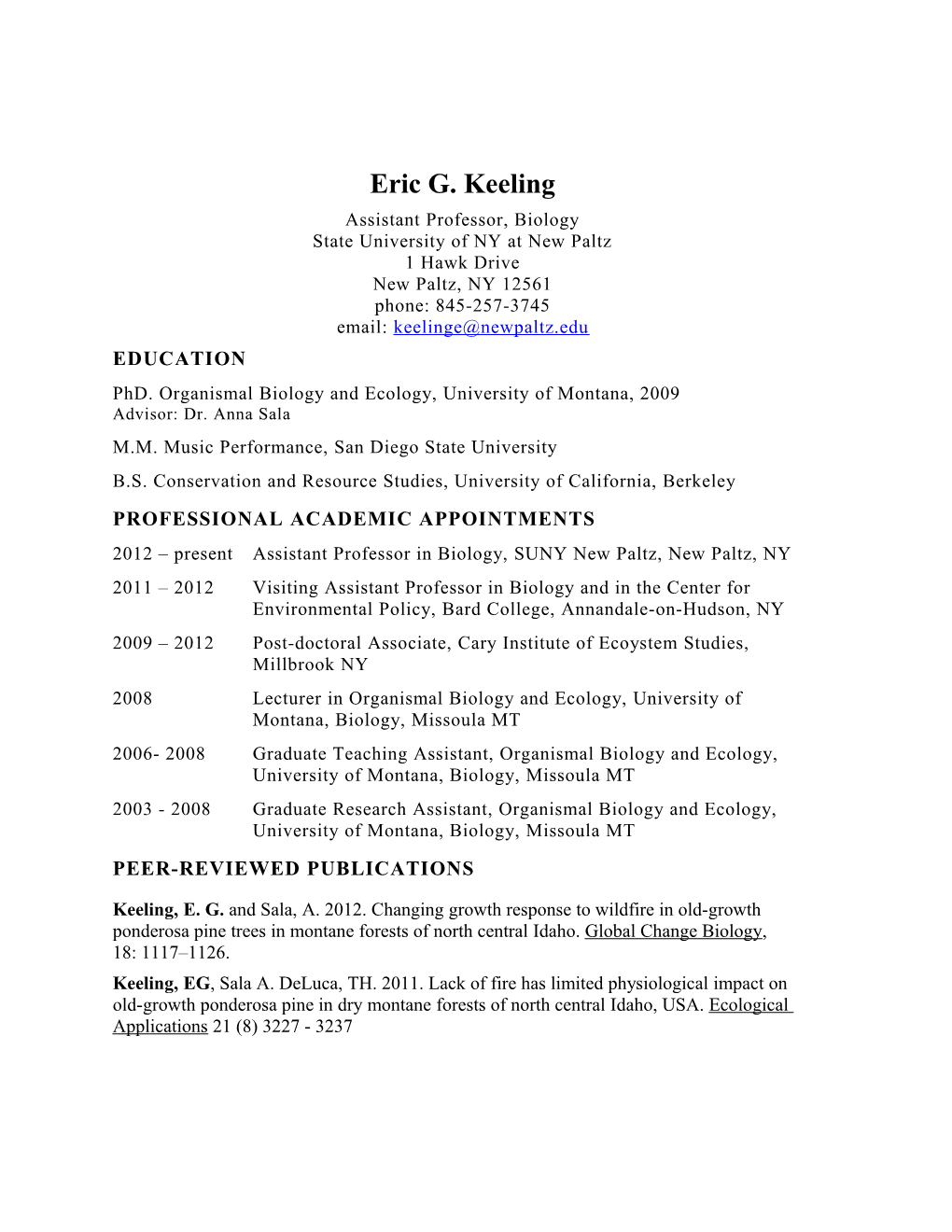 Eric G. Keeling PAGE 1 of 6