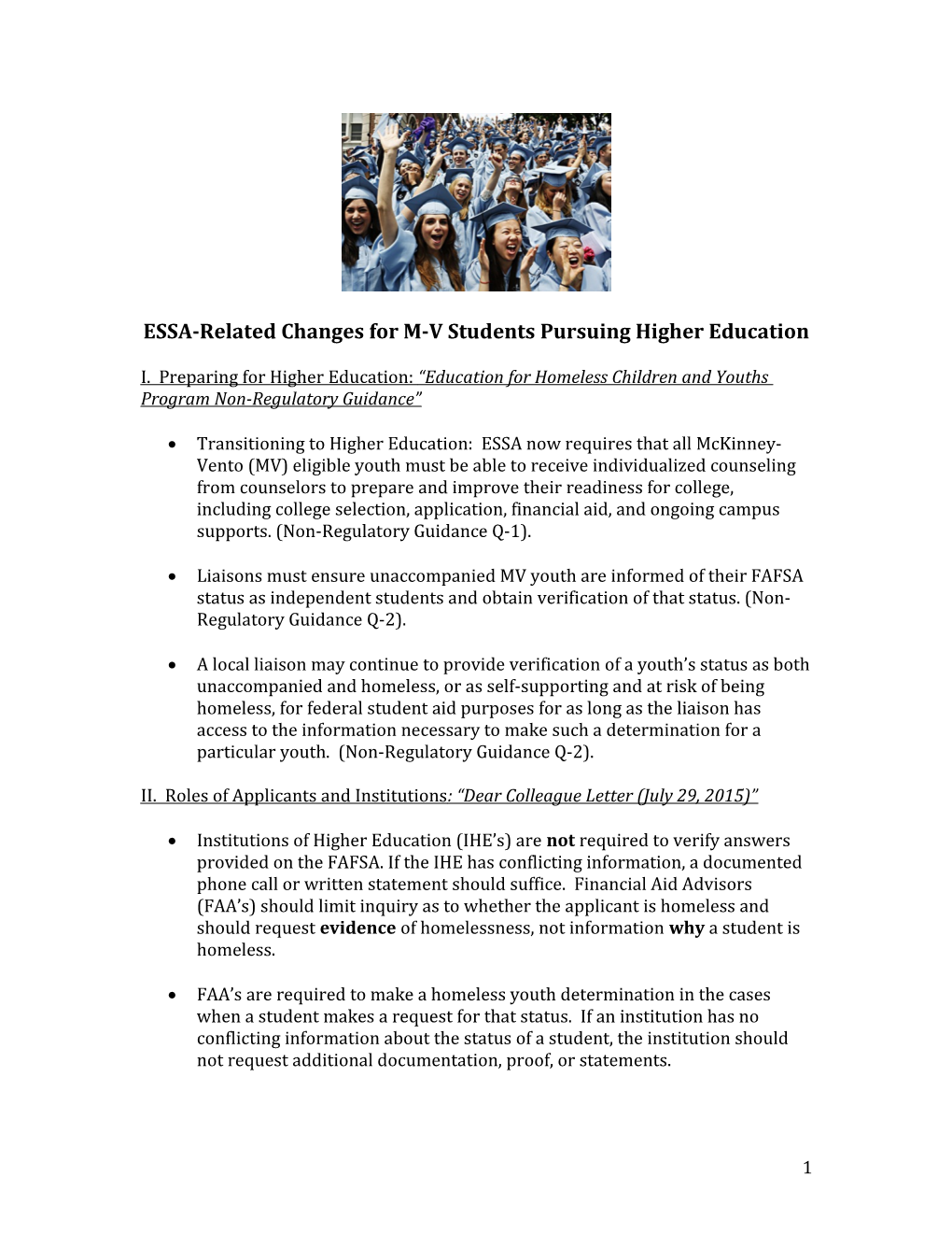 ESSA-Related Changes for M-V Students Pursuing Higher Education