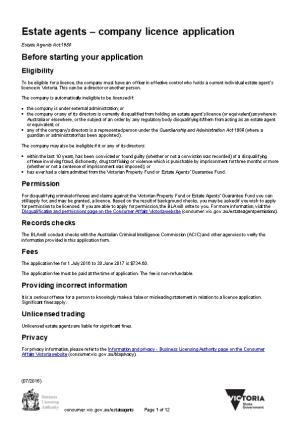 Estate Agents - Company Licence Application