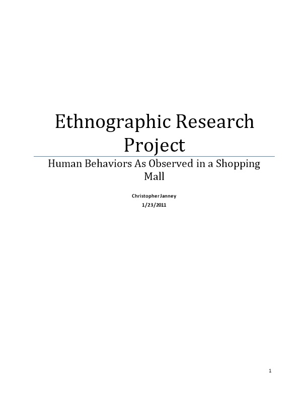 Ethnographic Research Project