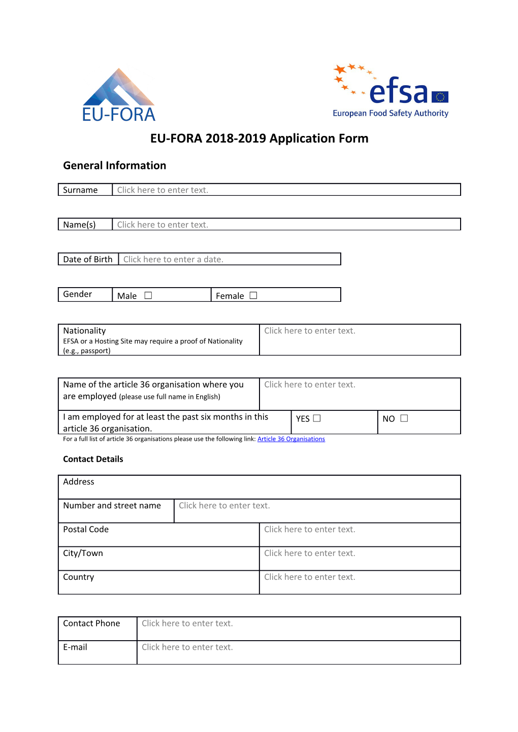 EU-FORA 2018-2019 Application Form