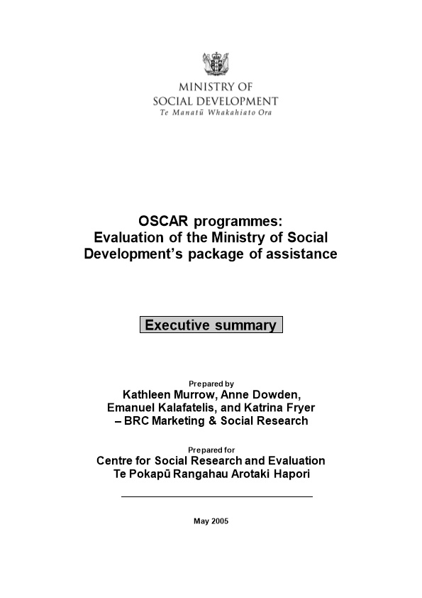 Evaluation of the Ministry of Social Development S Package of Assistance