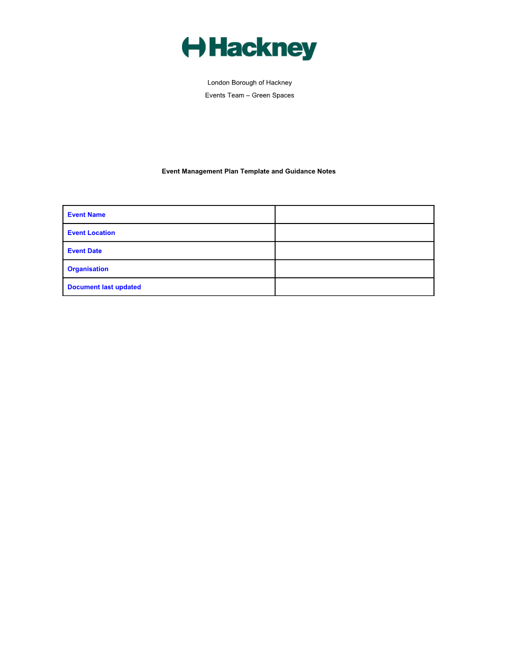 Event Management Plan Template And Guidance Notes Docest Event Management Plan Template And Guidance Notes Docest