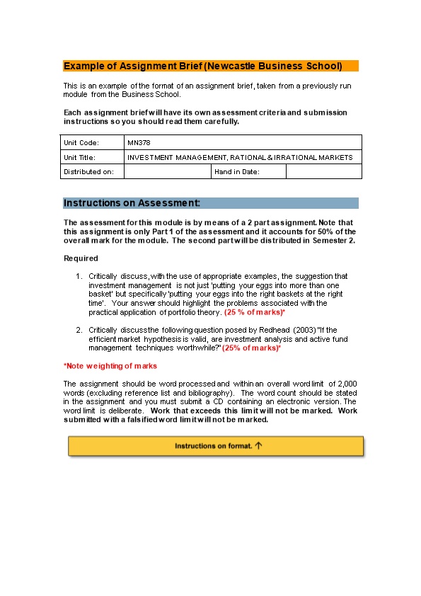 Example of Assignment Brief (Business School)