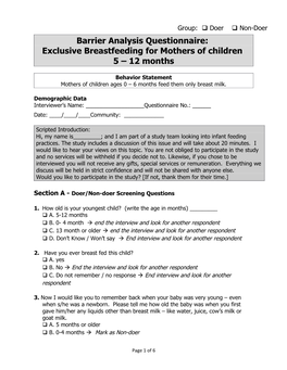 Exclusive Breastfeeding for Mothers of Children