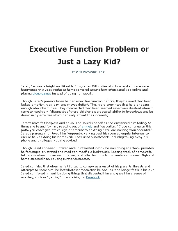 Executive Function Problem Or