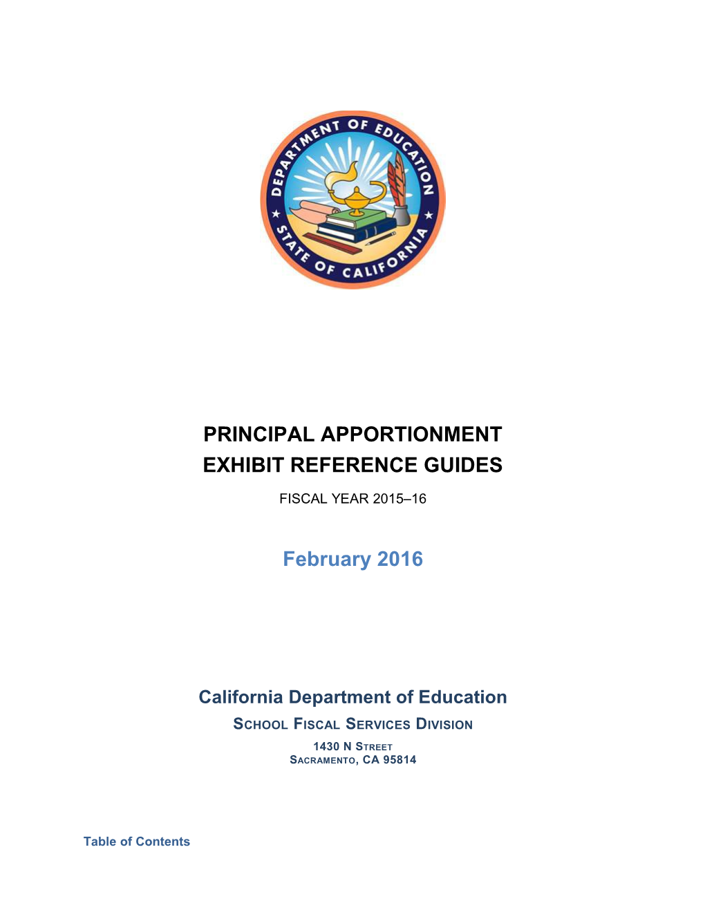 Exhibit Reference Guide, FY 2015-16 - Principal Apportionment (CA Dept of Education)