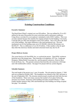 Existing Construction Conditions