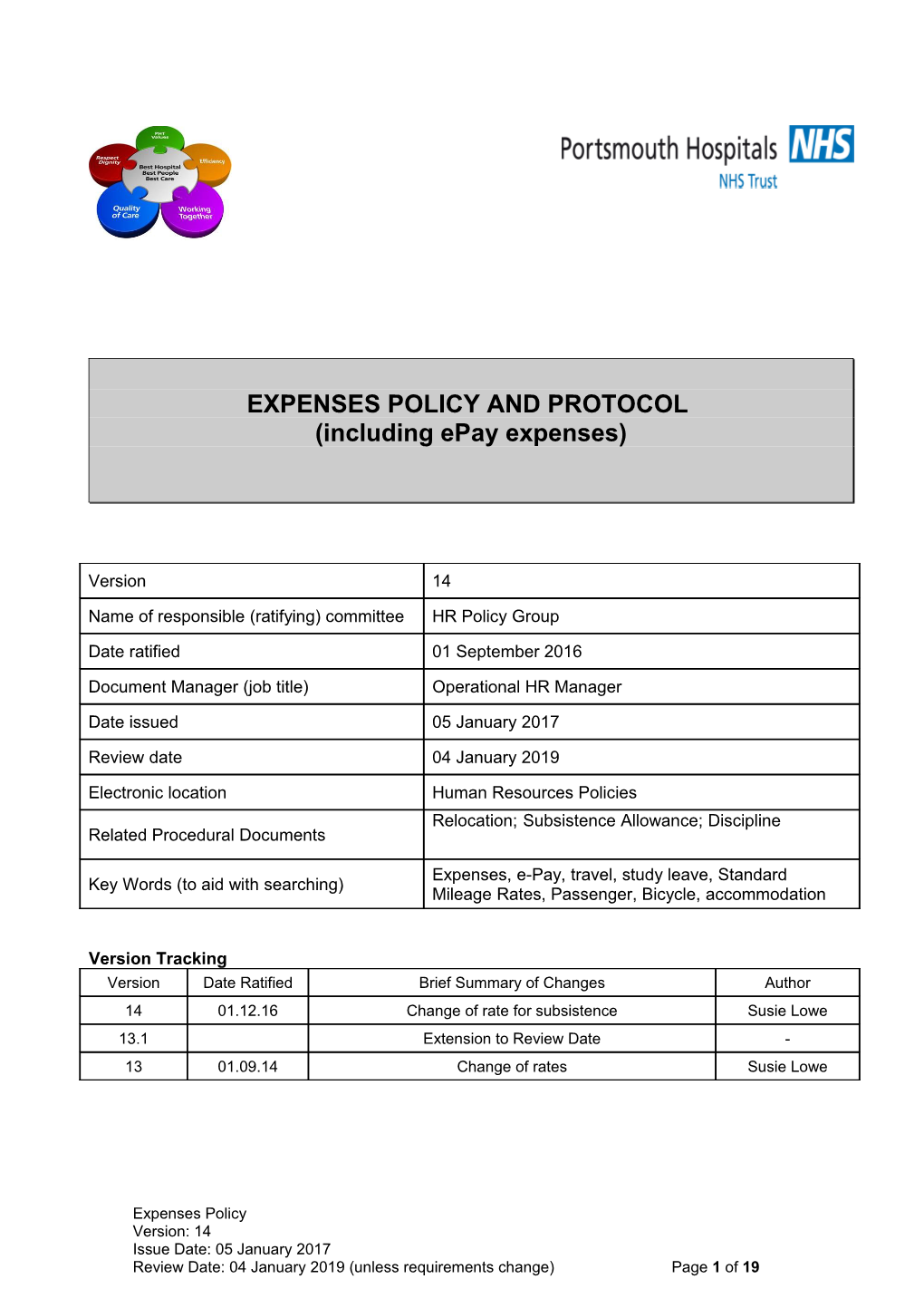 Expenses Policy and Protocol